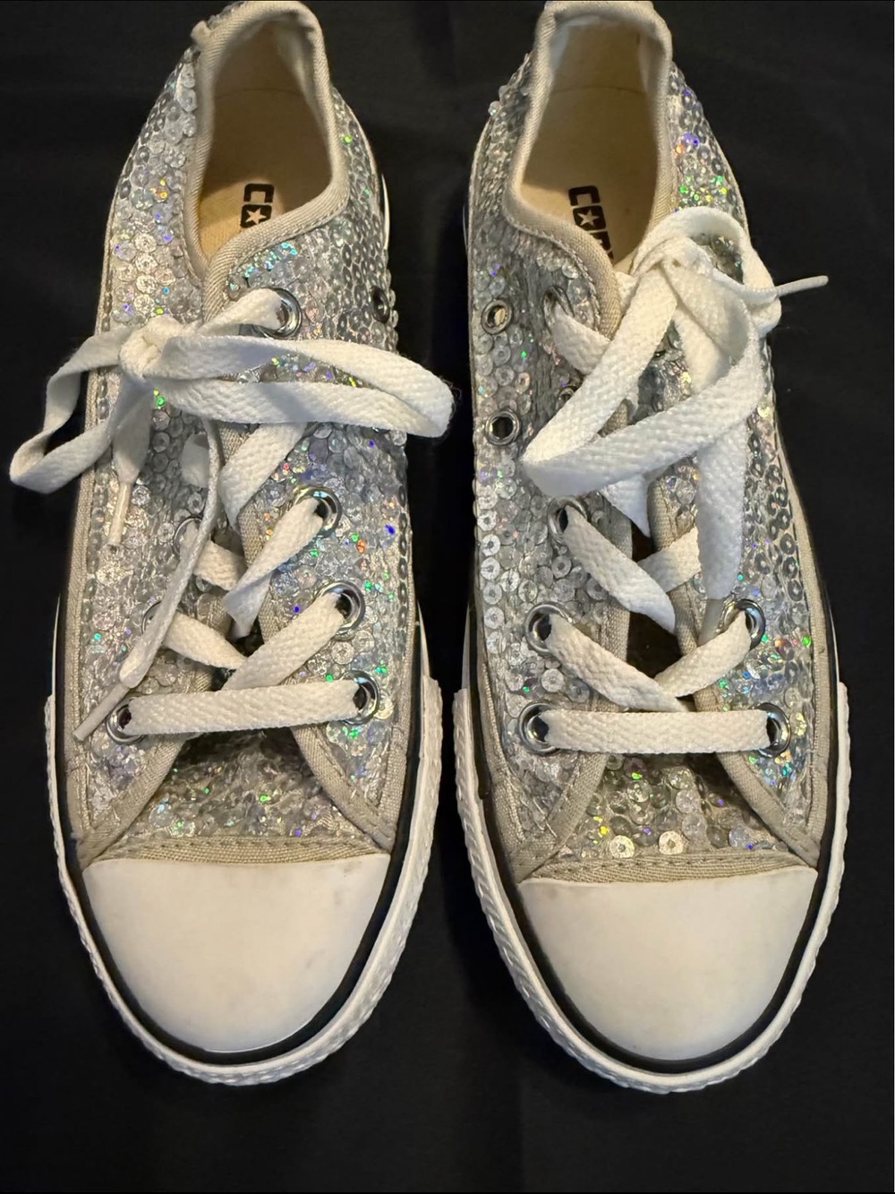 Converse Silver Sequin Low-Top Sneakers